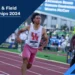 Athletes, including Louie Hinchliffe, sprinting on track during the NCAA Championships 2024, Men's 100m, aiming to break the elusive 10-second barrier.