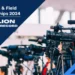 The image shows a group of cameras set up at a media event. A banner states "NCAA Track & Field Championships 2024" and announces a "1.7 MILLION VIEWERSHIP RECORD.