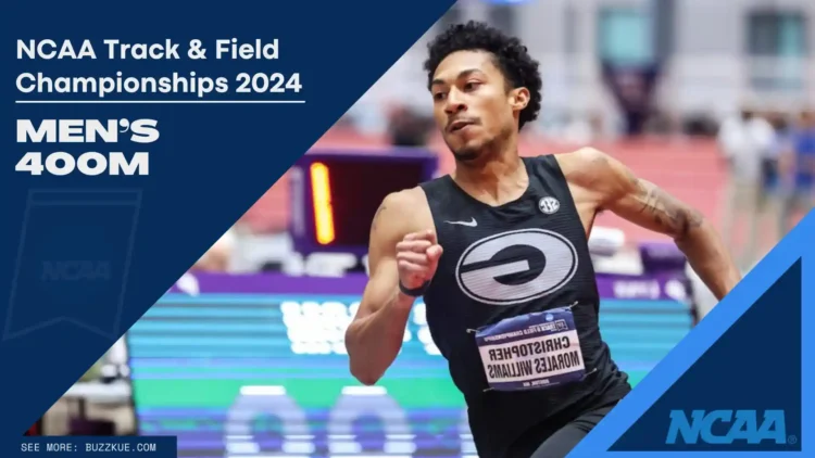 Christopher Morales Williams, clad in a black uniform, races in the men's 400m event at the NCAA Track & Field Championships 2024.