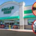 Exterior of a Dollar Tree store with green and white signage in Philadelphia. Red-circled insets show a close-up of feet and a blurred section on the left, as well as a queue of people inside the store on the right.