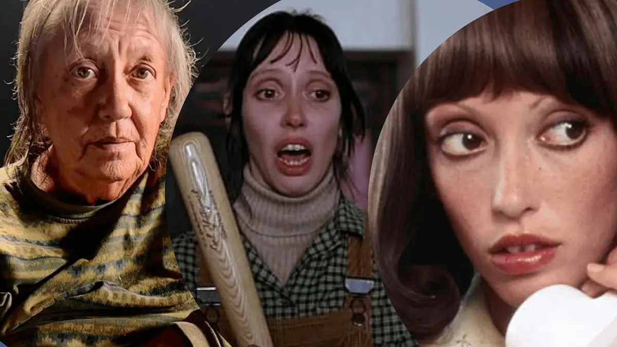 A collage of a gray-haired person looking ahead, a person holding a bat with an anxious expression, and the same person with long hair holding a white handset to their ear—a haunting tribute reminiscent of Robert Altman's storytelling style.