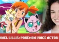 Image of four Pokémon characters and a woman with the text, "Rachael Lillis: Pokémon Voice Actor Dies" on a red banner at the bottom, referencing her iconic role as Jessie from Team Rocket.