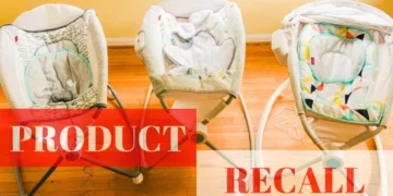 Three infant sleepers from Fisher-Price, featuring a bold "Product Recall" warning in red text overlay, highlight the urgent recalls to ensure child safety.