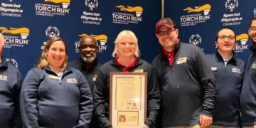 Connecticut State Police Detective Honored for Special Olympics Support Connecticut State Police, Special Olympics Connecticut, Law Enforcement Torch Run
