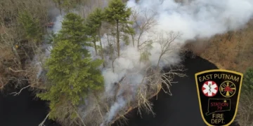 Killingly brush fire, train tracks closed Killingly, DEEP fire response