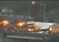 I-84 East tractor-trailer, West Hartford traffic, rollover crash