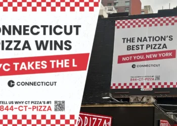 Connecticut pizza capital, NYC billboard pizza campaign, best pizza in the U.S.