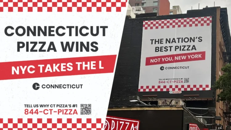 Connecticut pizza capital, NYC billboard pizza campaign, best pizza in the U.S.